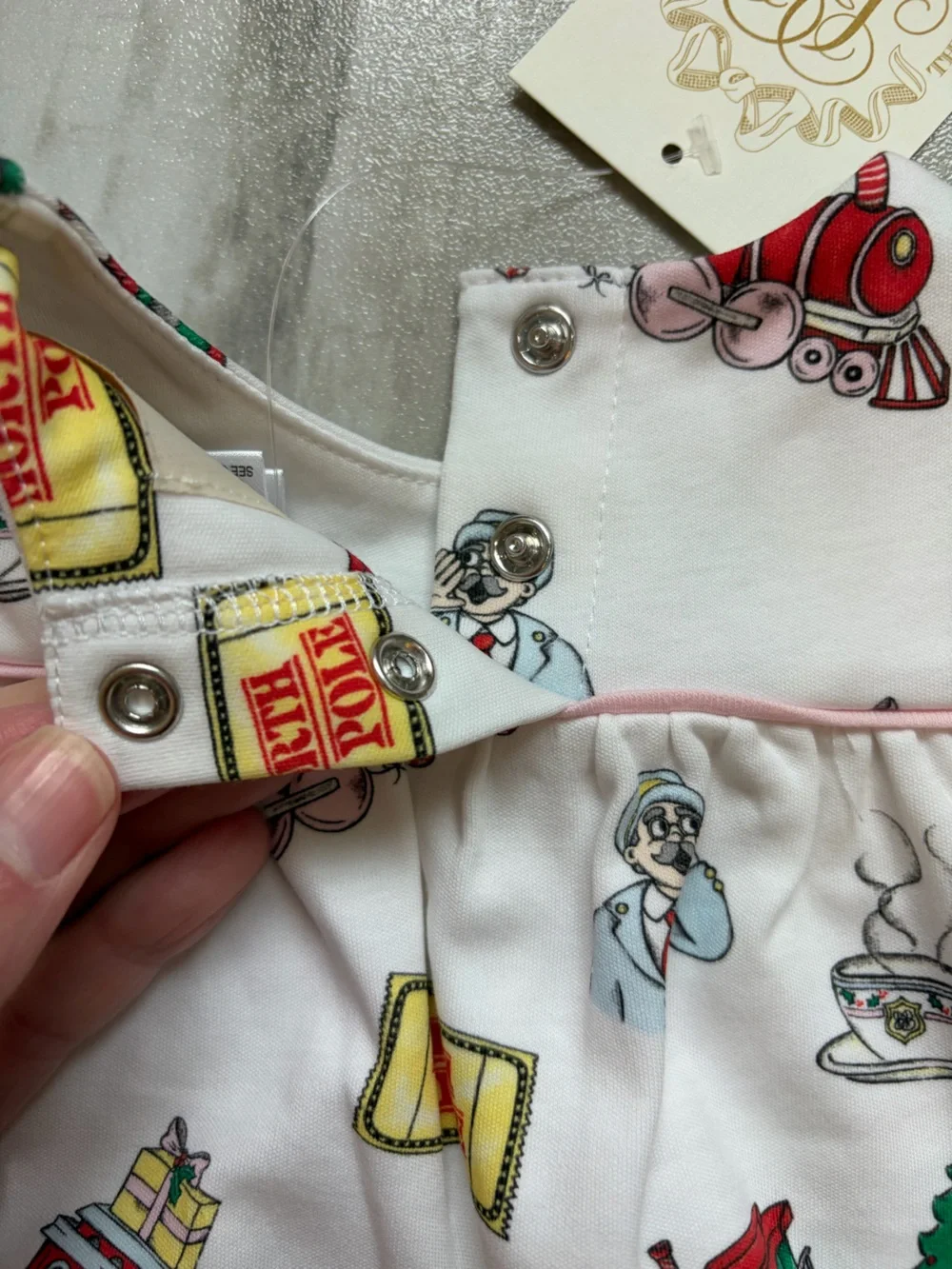 NWT TBBC Pima Cotton Holiday Train Express Bradford Romper Jumpsuit Girls 0-3M